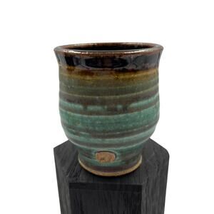 Mino Ware Yunomi Japanese Ceramic Drip Glaze Tea Cup Mug Teal Brown